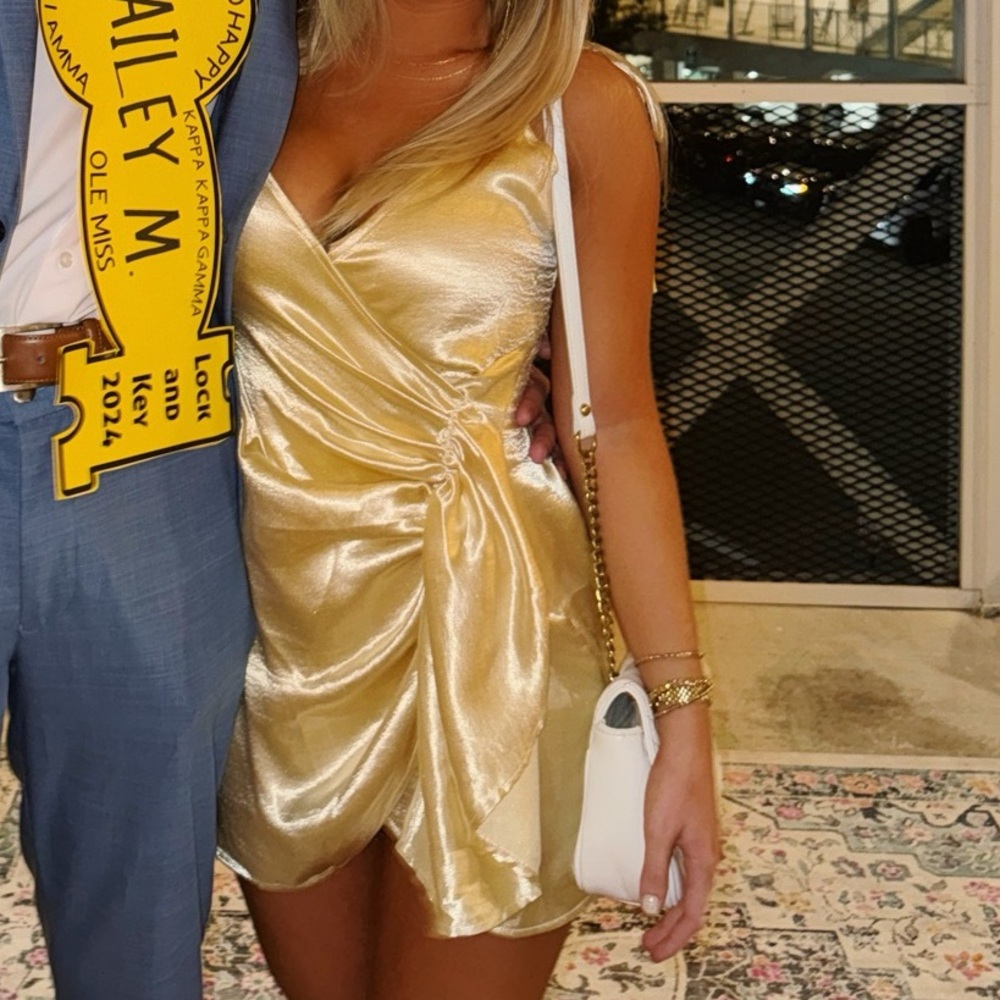 Revolve gold superdown dress